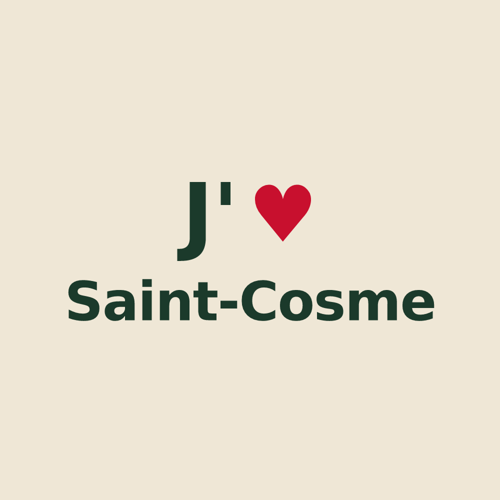 Tote bag personnalisé Saint-Cosme — design « J'aime Saint-Cosme » imprimé sur le tote bag