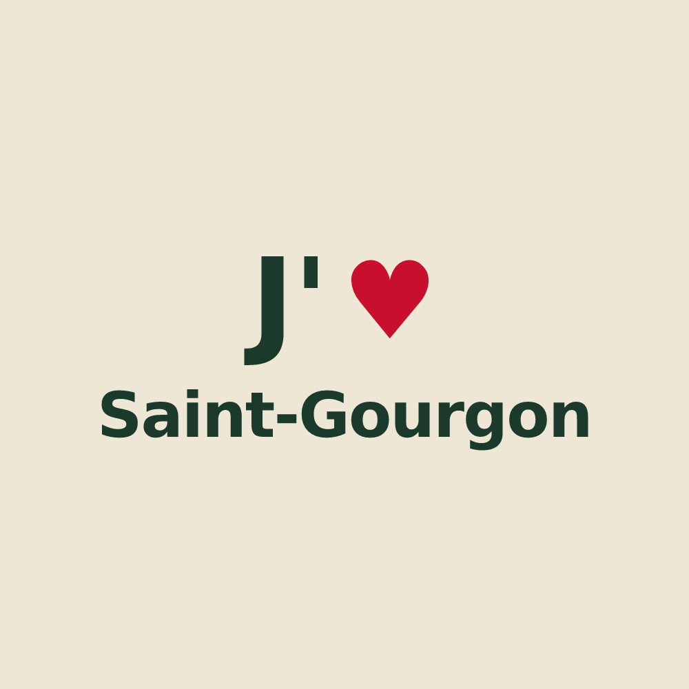 Tote bag personnalisé Saint-Gourgon — design « J'aime Saint-Gourgon » imprimé sur le tote bag