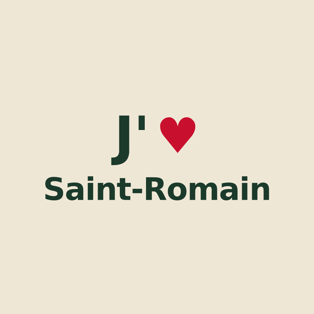 Tote bag personnalisé Saint-Romain — design « J'aime Saint-Romain » imprimé sur le tote bag