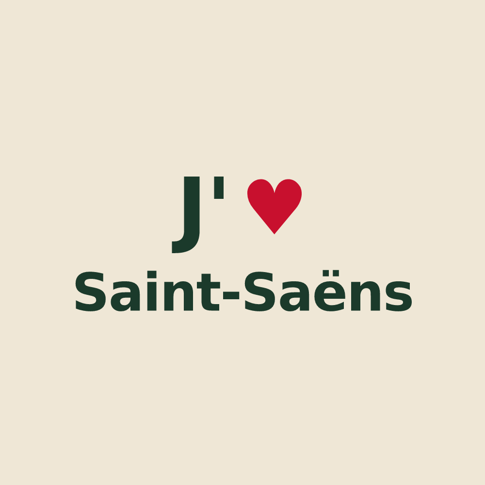 Tote bag personnalisé Saint-Saëns — design J'aime Saint-Saëns