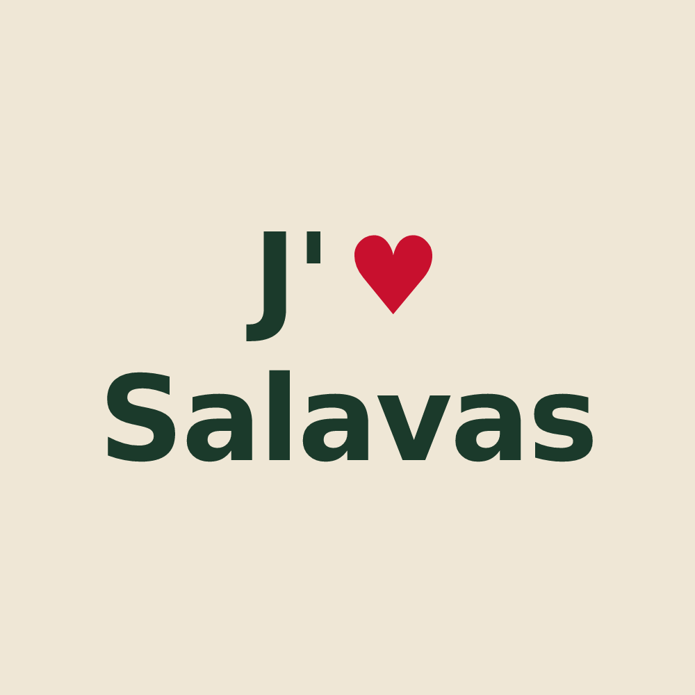 Tote bag personnalisé Salavas — design « J'aime Salavas » imprimé sur le tote bag