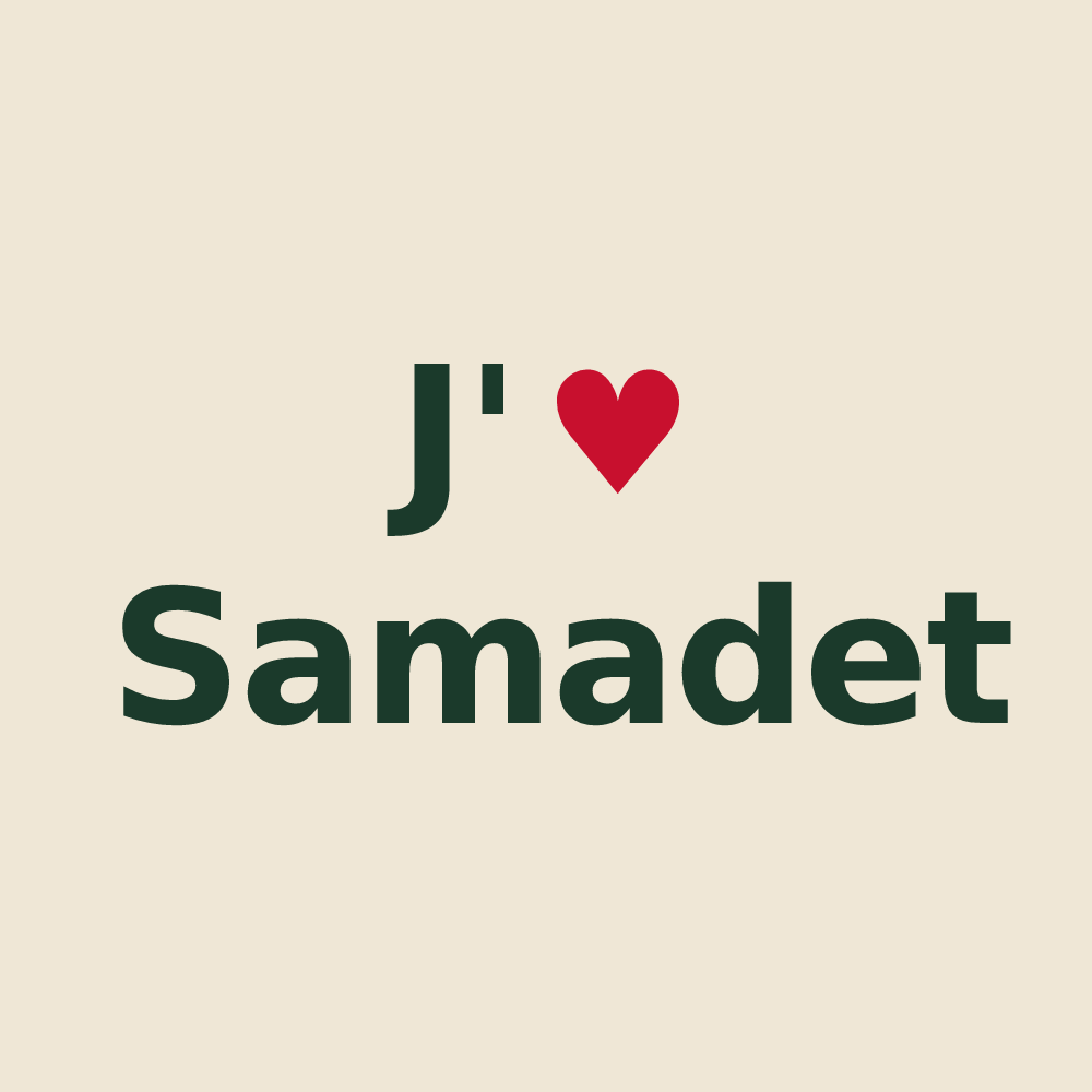 Tote bag personnalisé Samadet — design « J'aime Samadet » imprimé sur le tote bag