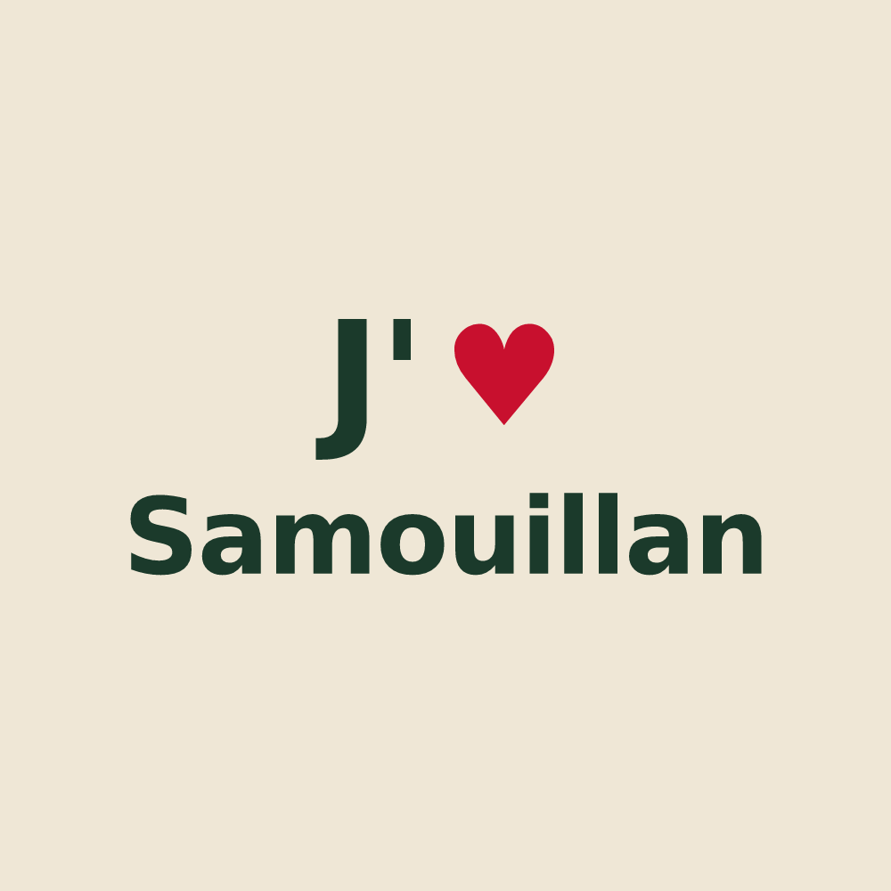Tote bag personnalisé Samouillan — design J'aime Samouillan