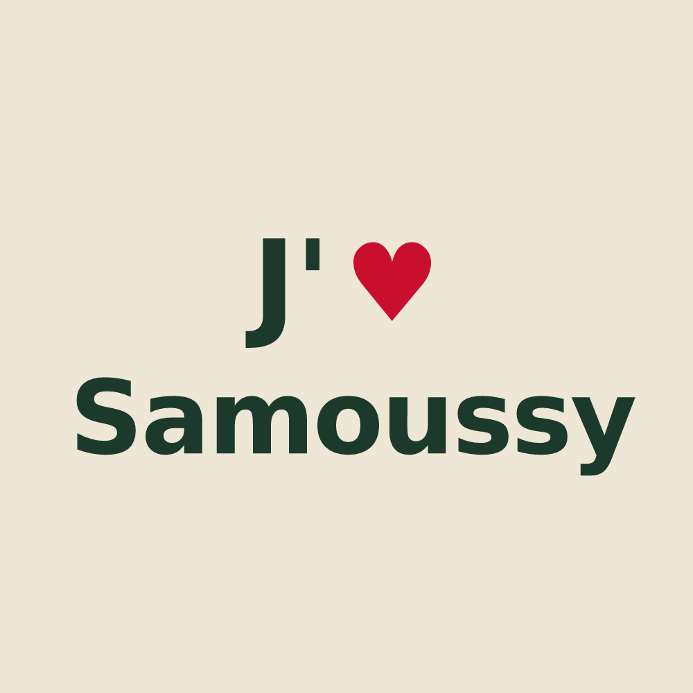 Tote bag personnalisé Samoussy — design J'aime Samoussy