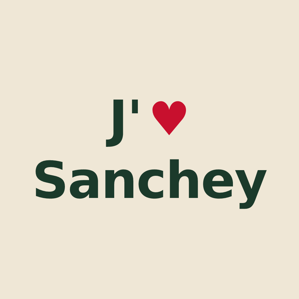 Tote bag personnalisé Sanchey — design « J'aime Sanchey » imprimé sur le tote bag