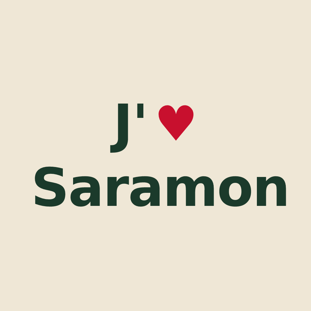 Tote bag personnalisé Saramon — design J'aime Saramon