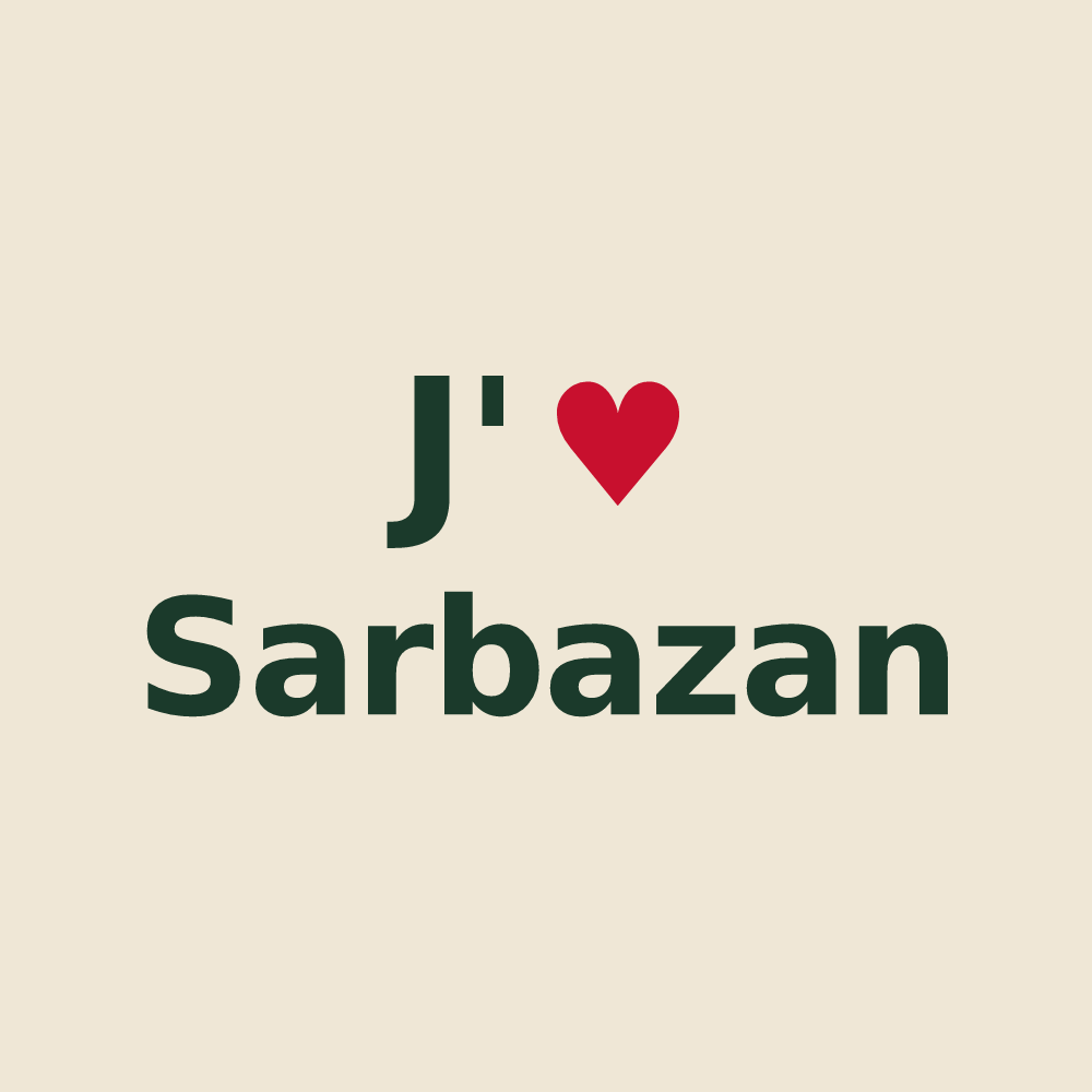 Tote bag personnalisé Sarbazan — design J'aime Sarbazan