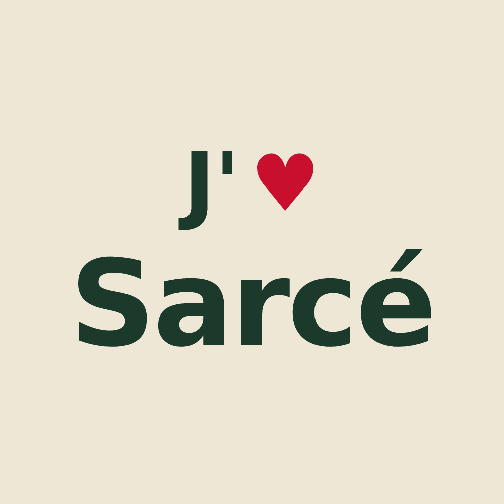 Tote bag personnalisé Sarcé — design J'aime Sarcé