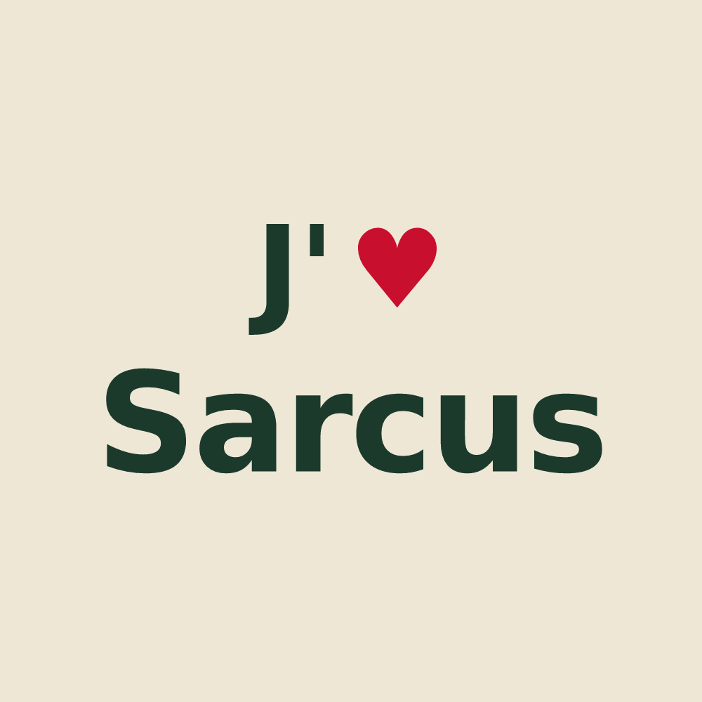 Tote bag personnalisé Sarcus — design J'aime Sarcus