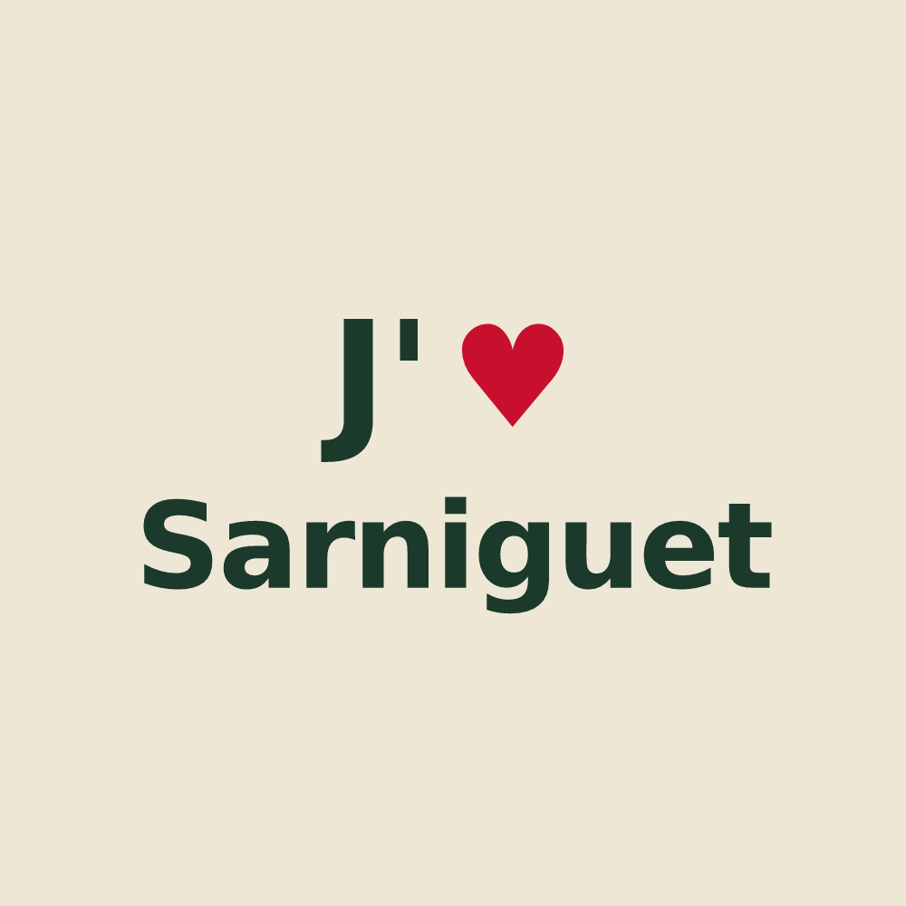 Tote bag personnalisé Sarniguet — design J'aime Sarniguet