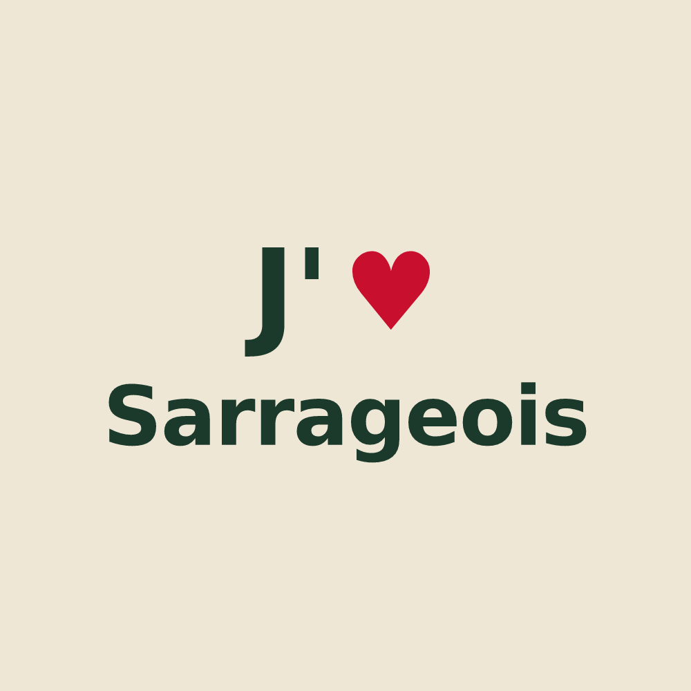 Tote bag personnalisé Sarrageois — design J'aime Sarrageois