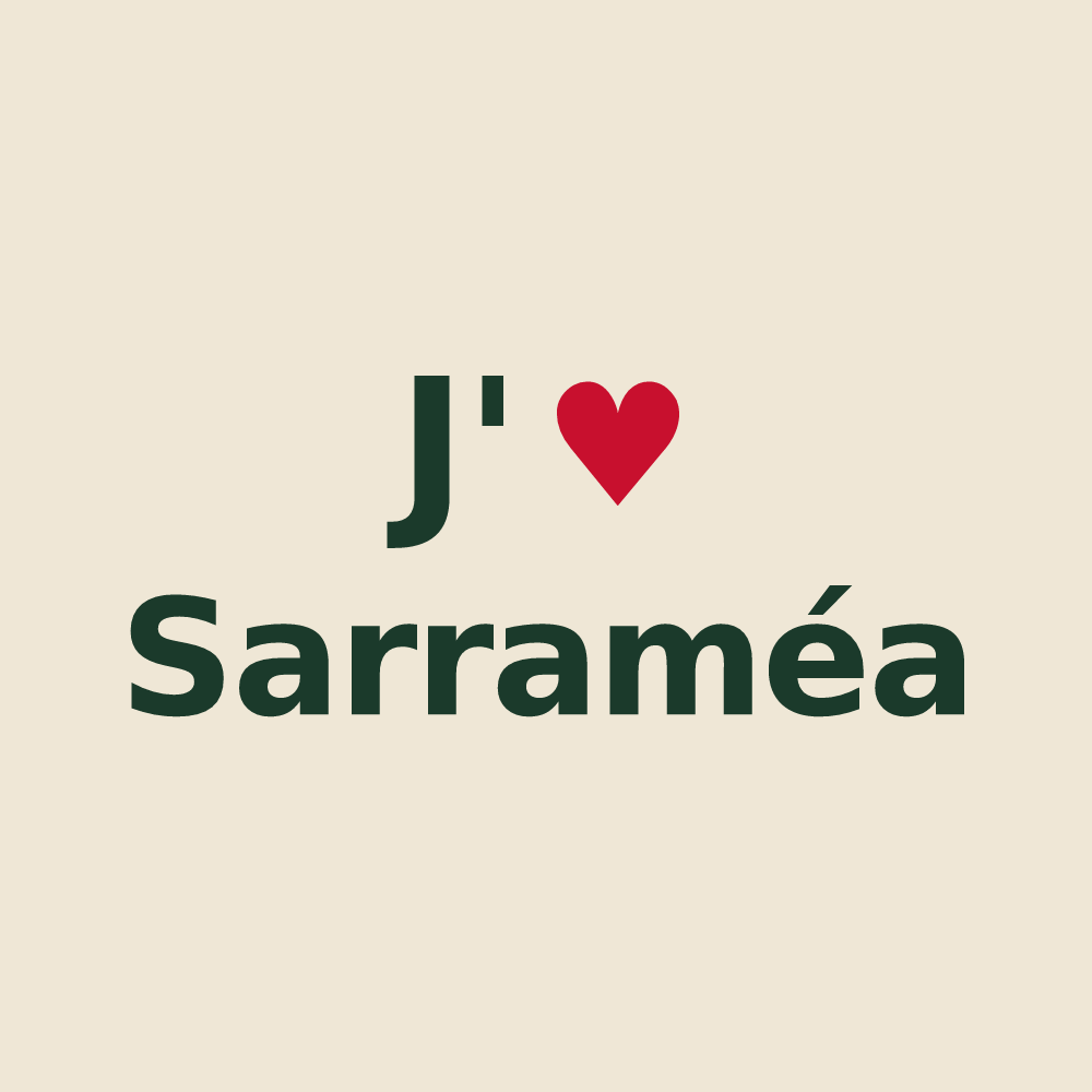 Tote bag personnalisé Sarraméa — design J'aime Sarraméa