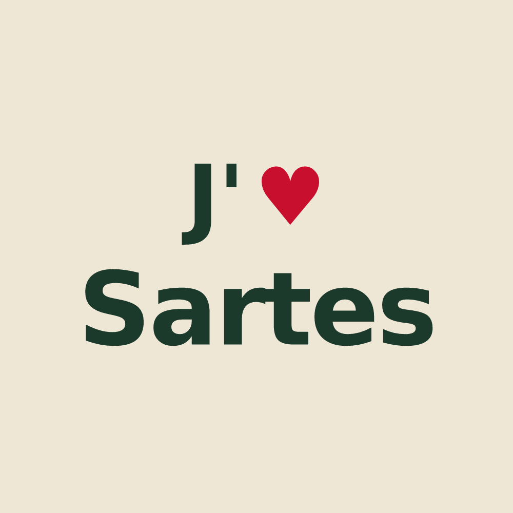 Tote bag personnalisé Sartes — design J'aime Sartes