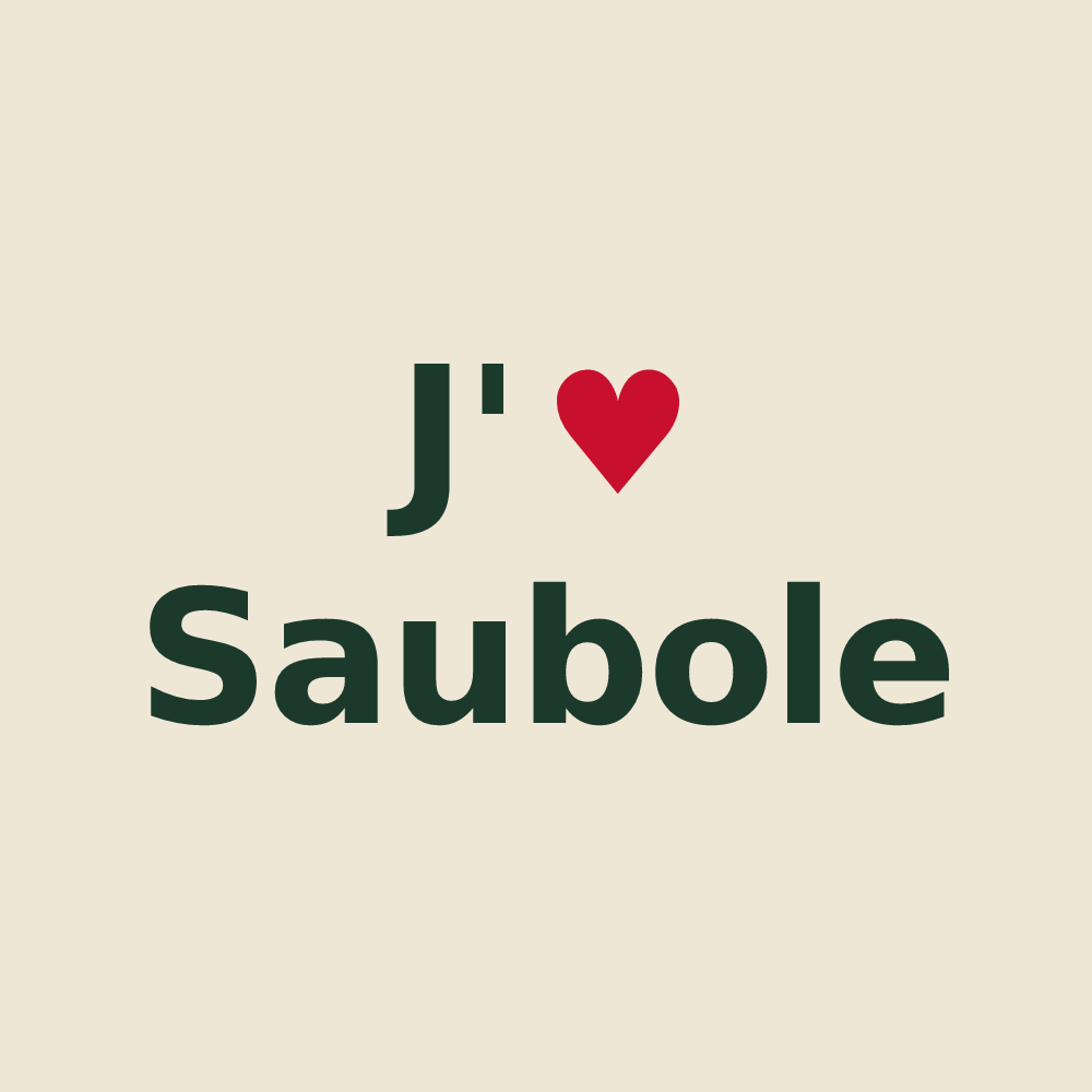 Tote bag personnalisé Saubole — design J'aime Saubole