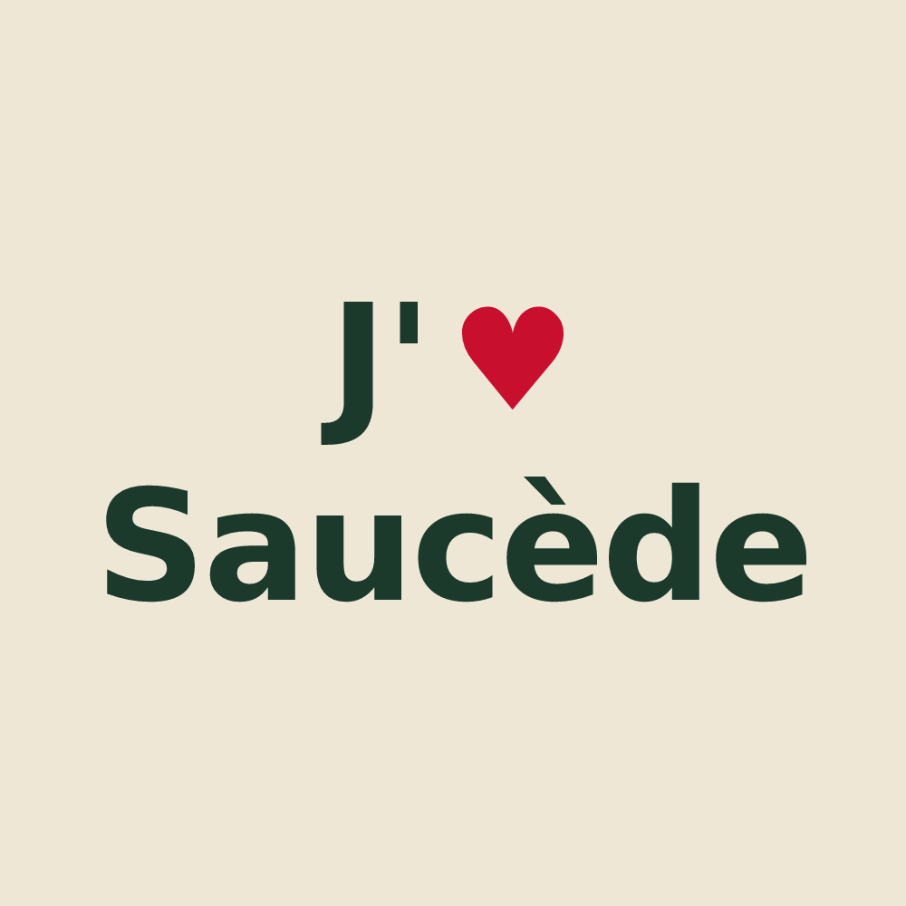 Tote bag personnalisé Saucède — design J'aime Saucède