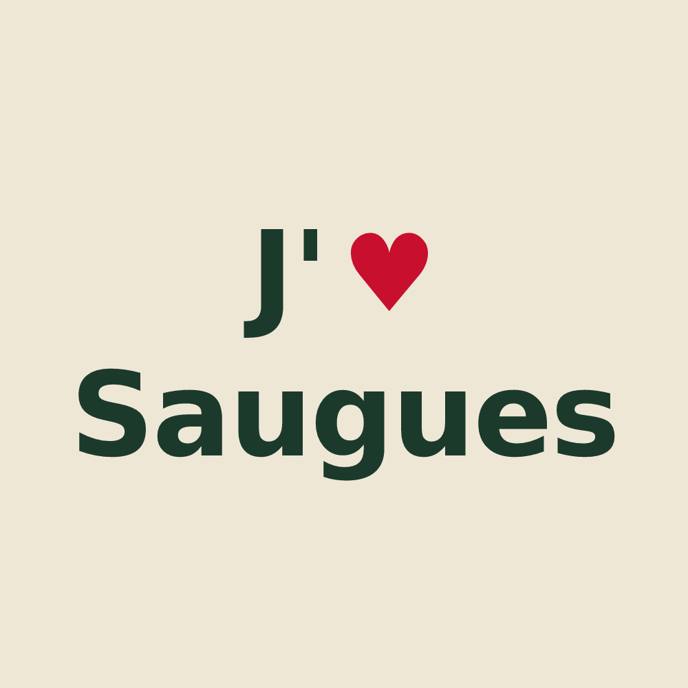Tote bag personnalisé Saugues — design « J'aime Saugues » imprimé sur le tote bag