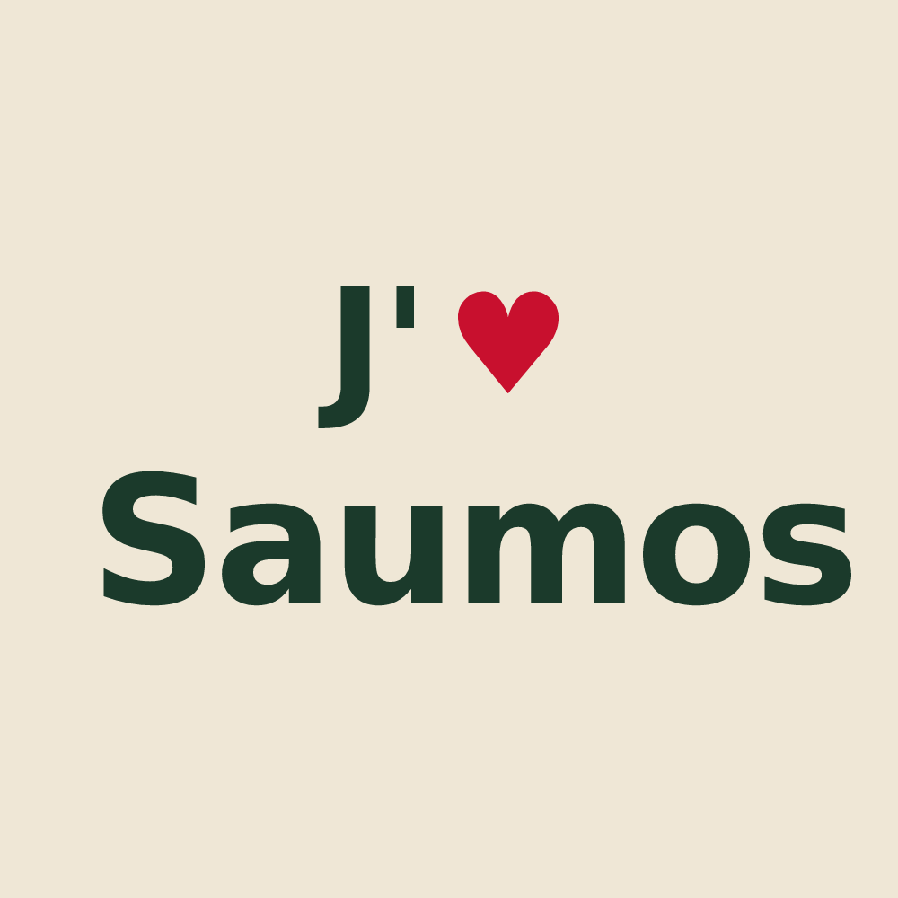 Tote bag personnalisé Saumos — design J'aime Saumos