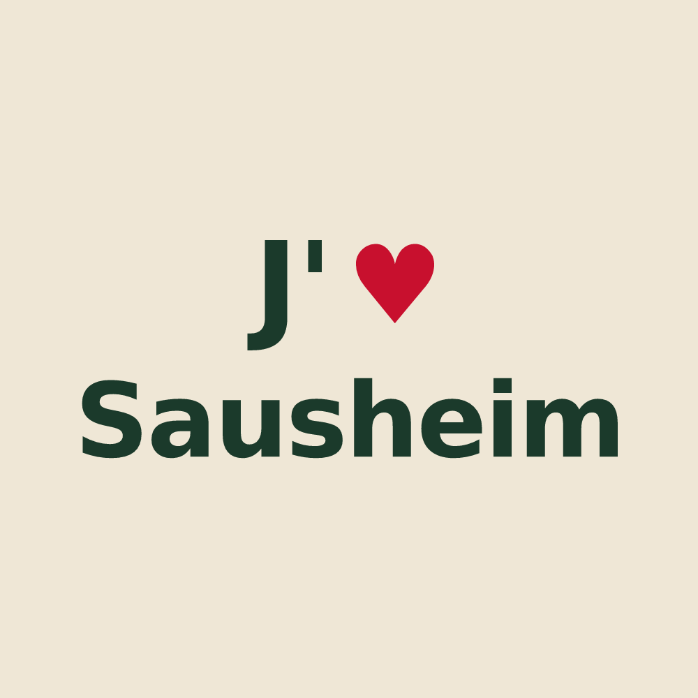 Tote bag personnalisé Sausheim — design « J'aime Sausheim » imprimé sur le tote bag