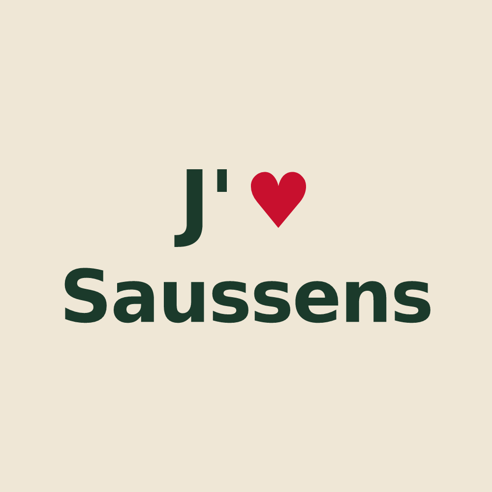Tote bag personnalisé Saussens — design J'aime Saussens