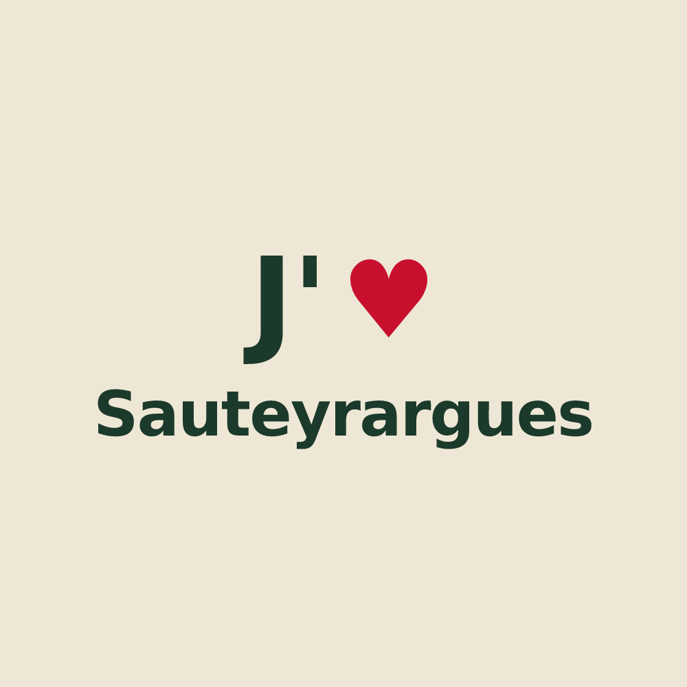 Tote bag personnalisé Sauteyrargues — design J'aime Sauteyrargues