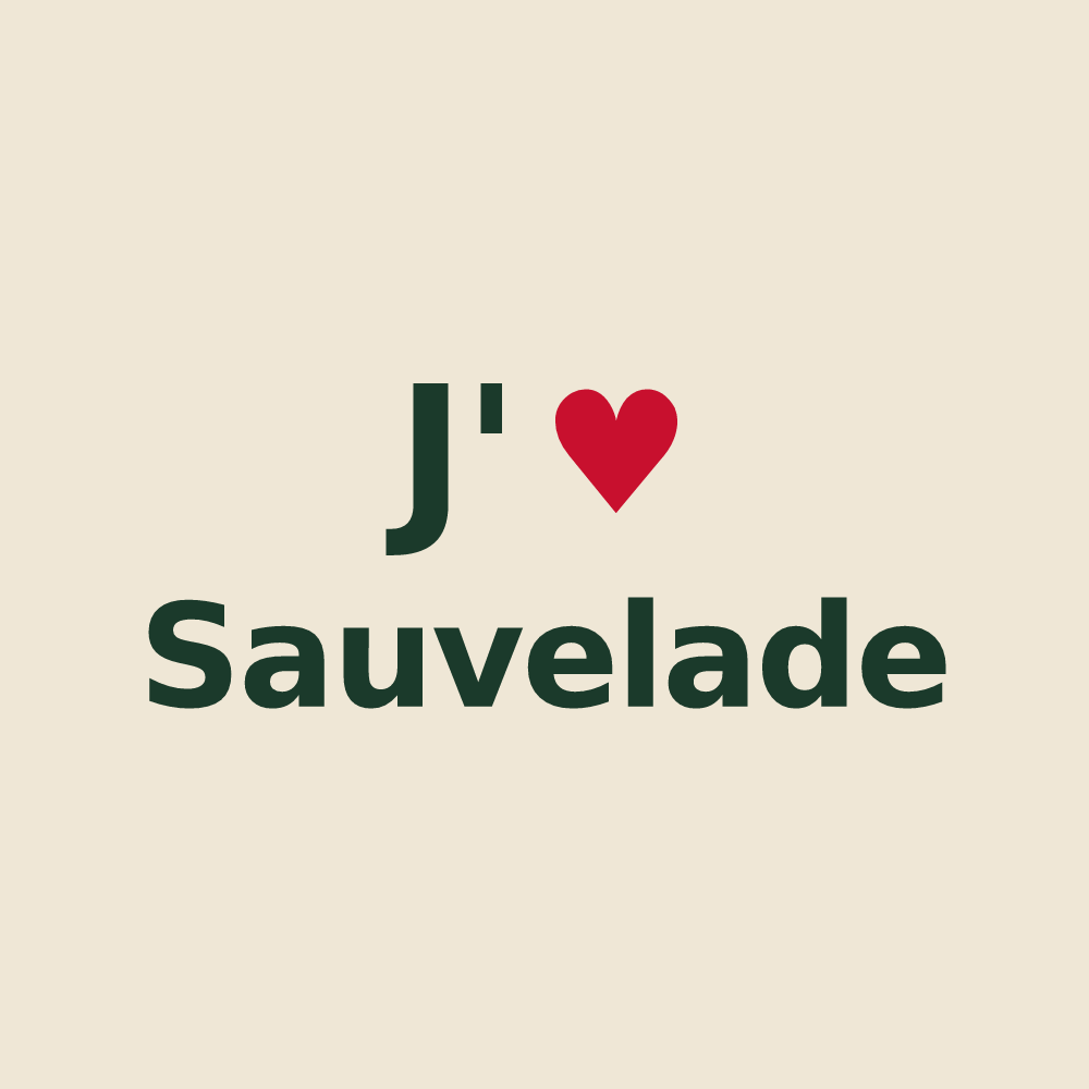 Tote bag personnalisé Sauvelade — design J'aime Sauvelade