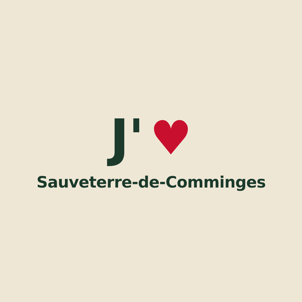 Tote bag personnalisé Sauveterre-de-Comminges — design « J'aime Sauveterre-de-Comminges » imprimé sur le tote bag