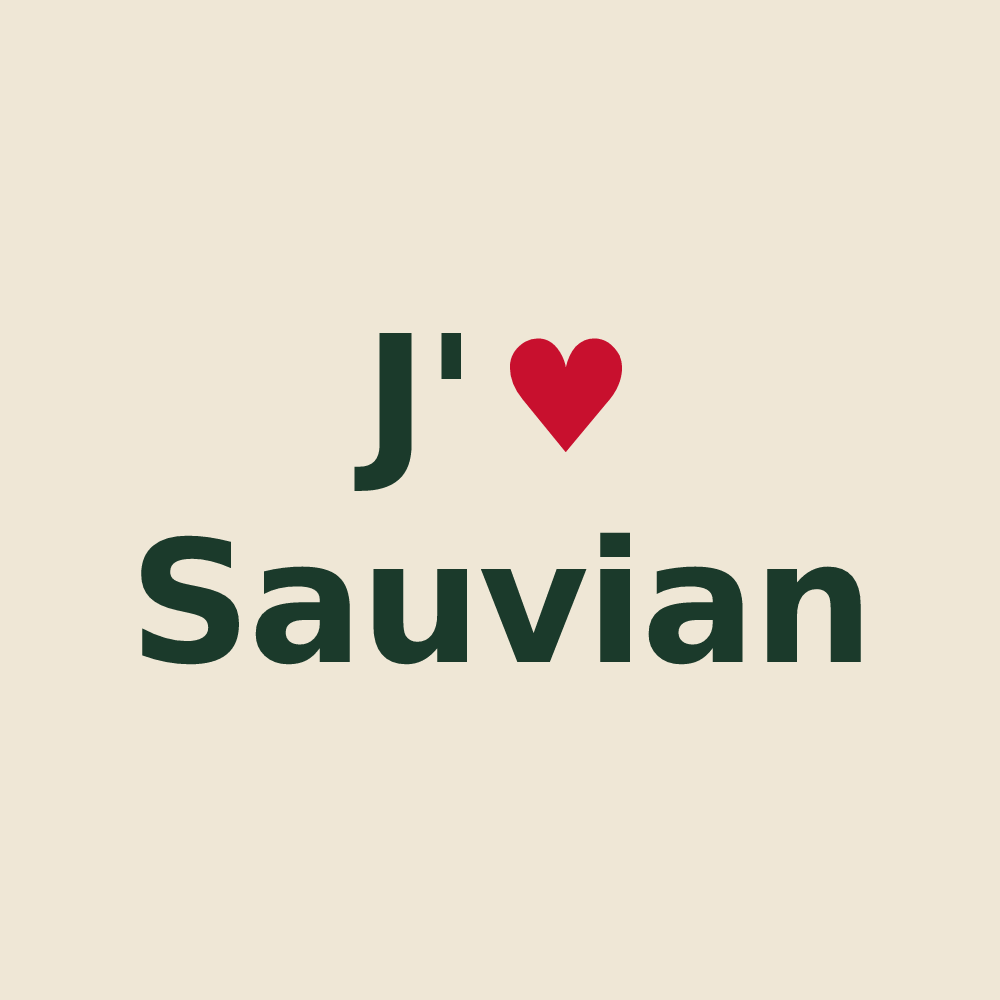 Tote bag personnalisé Sauvian — design J'aime Sauvian