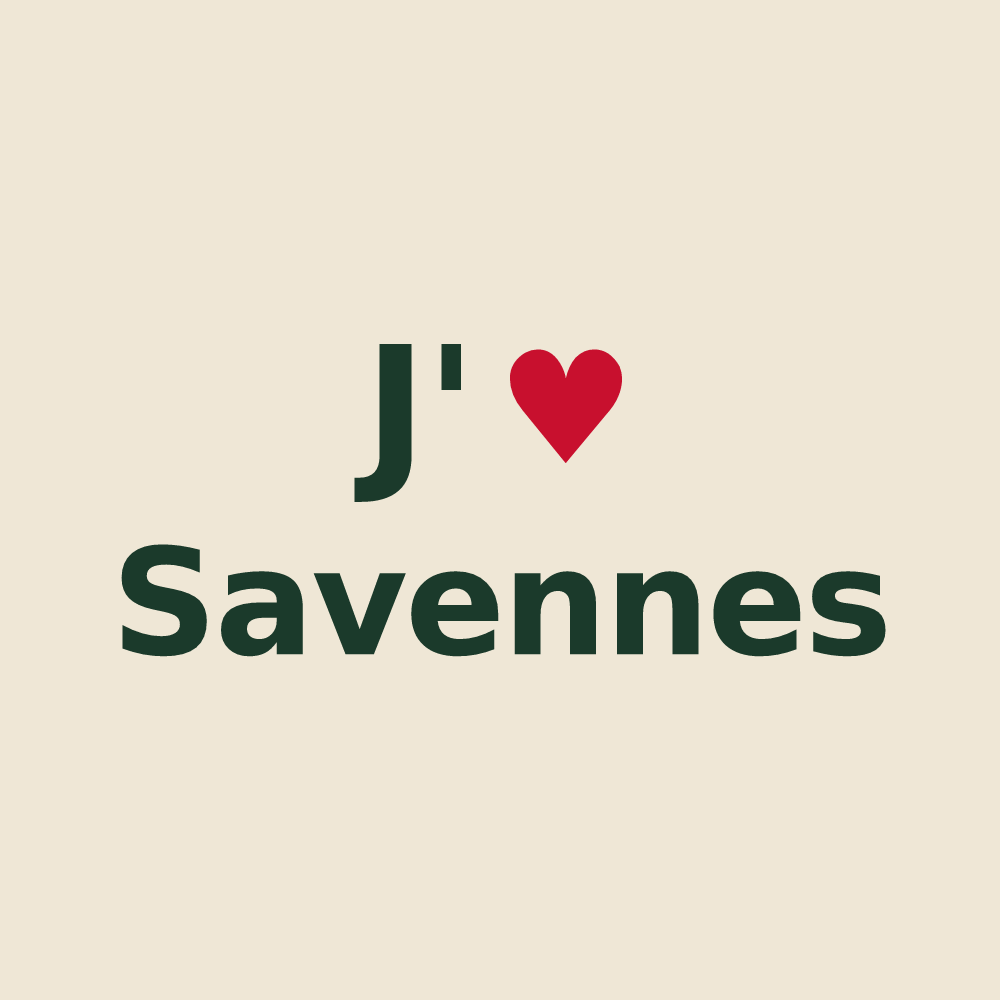 Tote bag personnalisé Savennes — design « J'aime Savennes » imprimé sur le tote bag