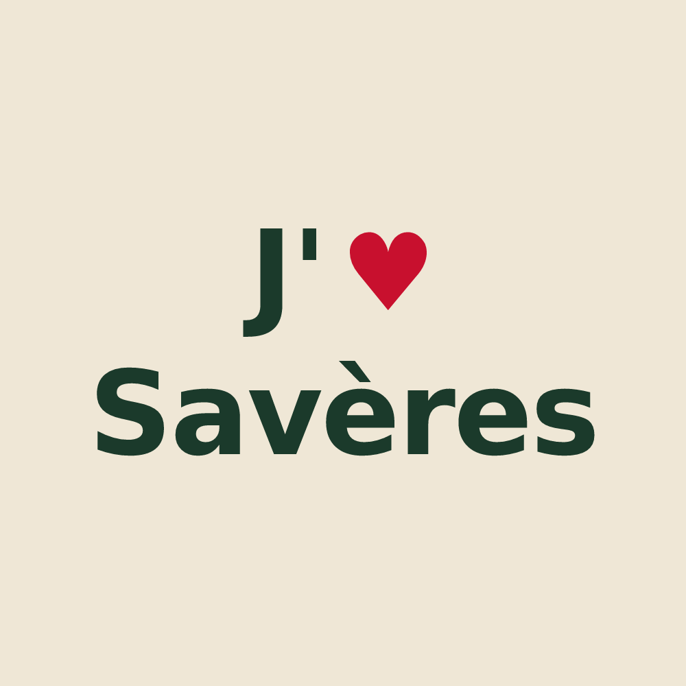 Tote bag personnalisé Savères — design J'aime Savères