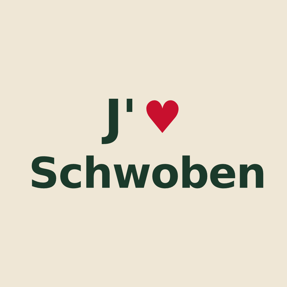 Tote bag personnalisé Schwoben — design « J'aime Schwoben » imprimé sur le tote bag