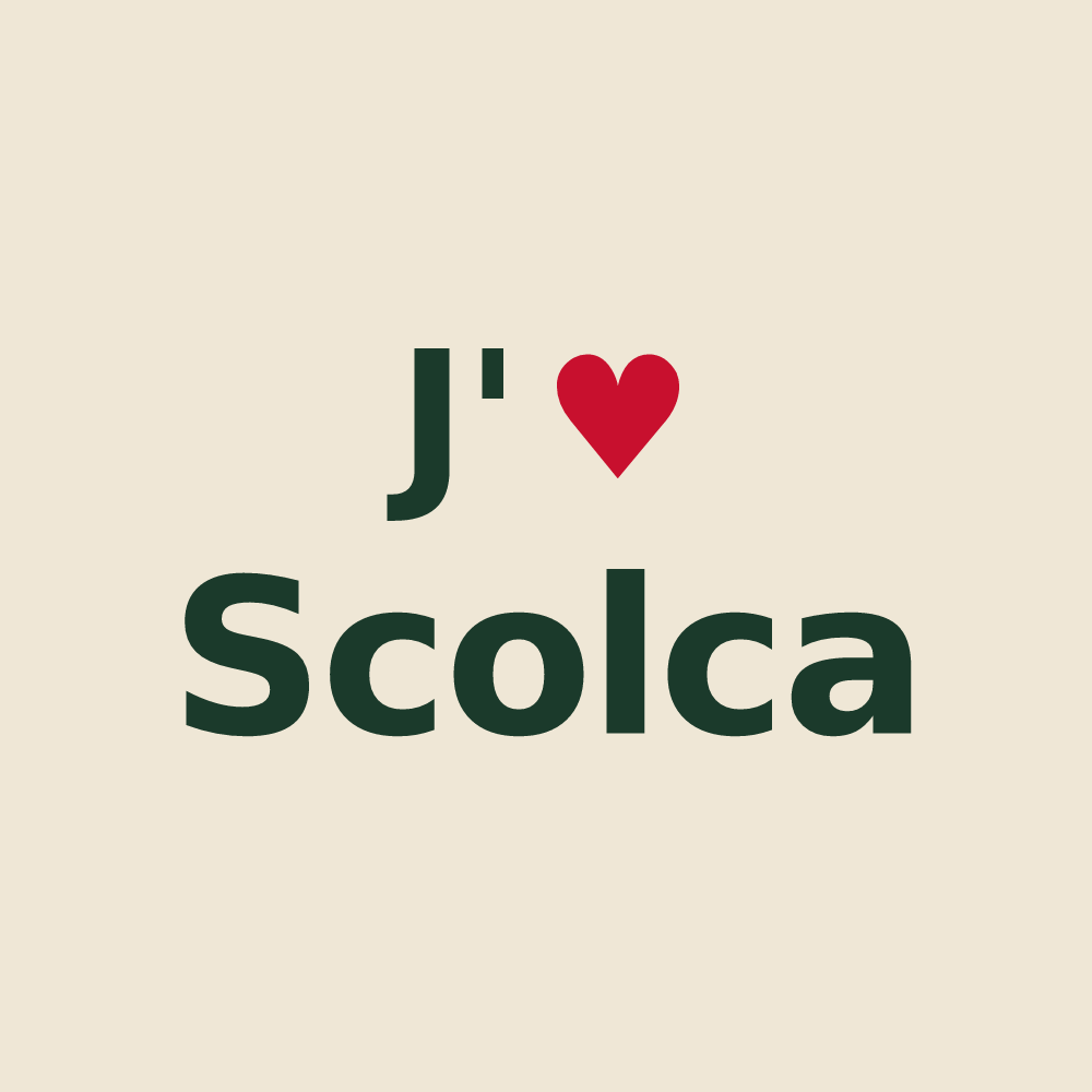 Tote bag personnalisé Scolca — design J'aime Scolca