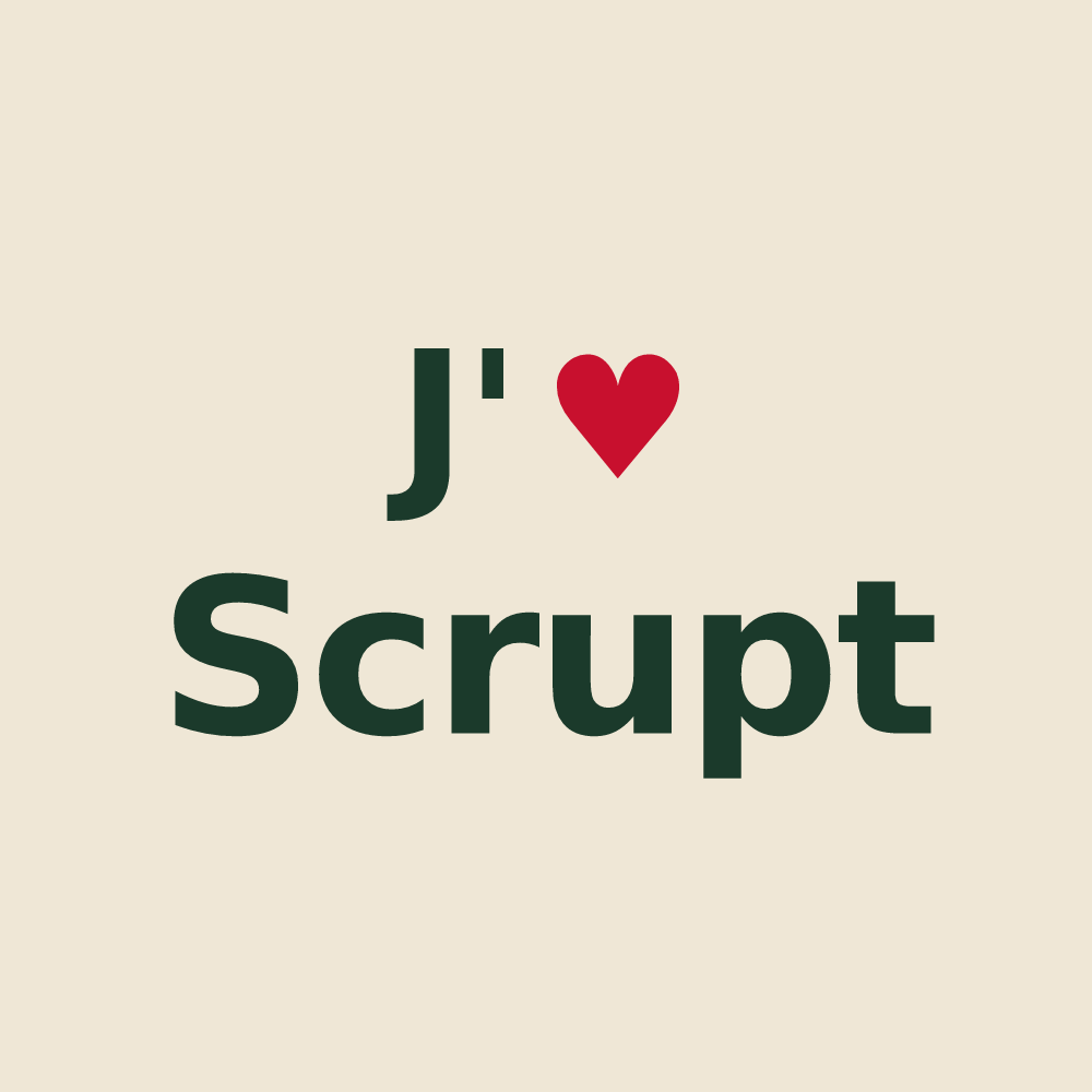 Tote bag personnalisé Scrupt — design « J'aime Scrupt » imprimé sur le tote bag