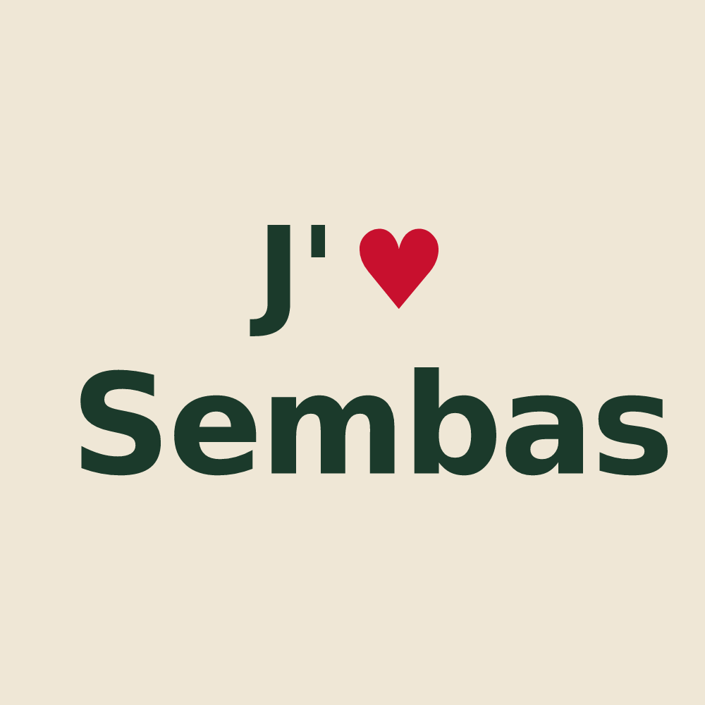 Tote bag personnalisé Sembas — design « J'aime Sembas » imprimé sur le tote bag