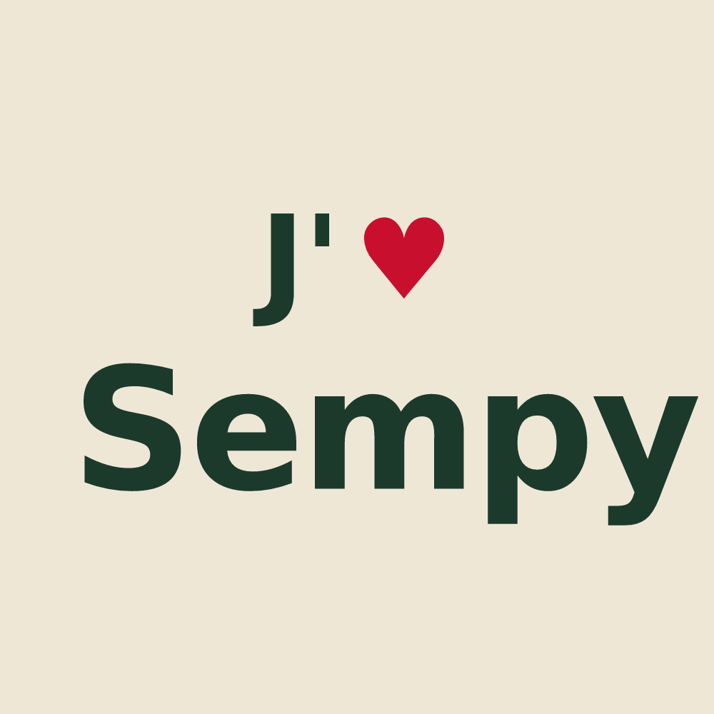 Tote bag personnalisé Sempy — design « J'aime Sempy » imprimé sur le tote bag