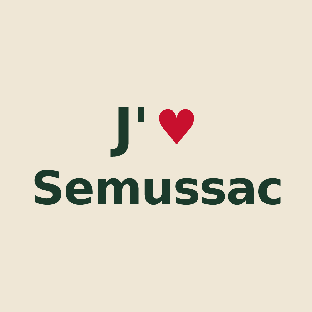 Tote bag personnalisé Semussac — design J'aime Semussac