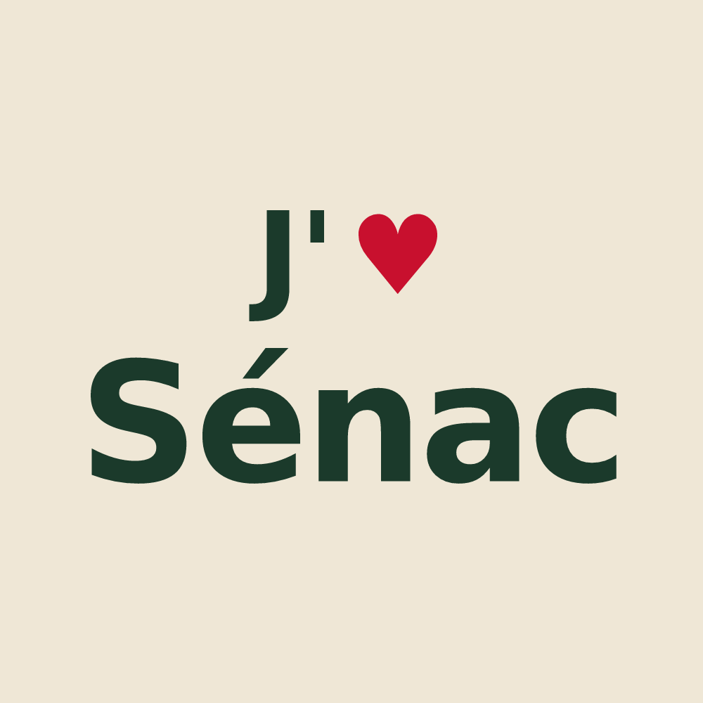Tote bag personnalisé Sénac — design J'aime Sénac
