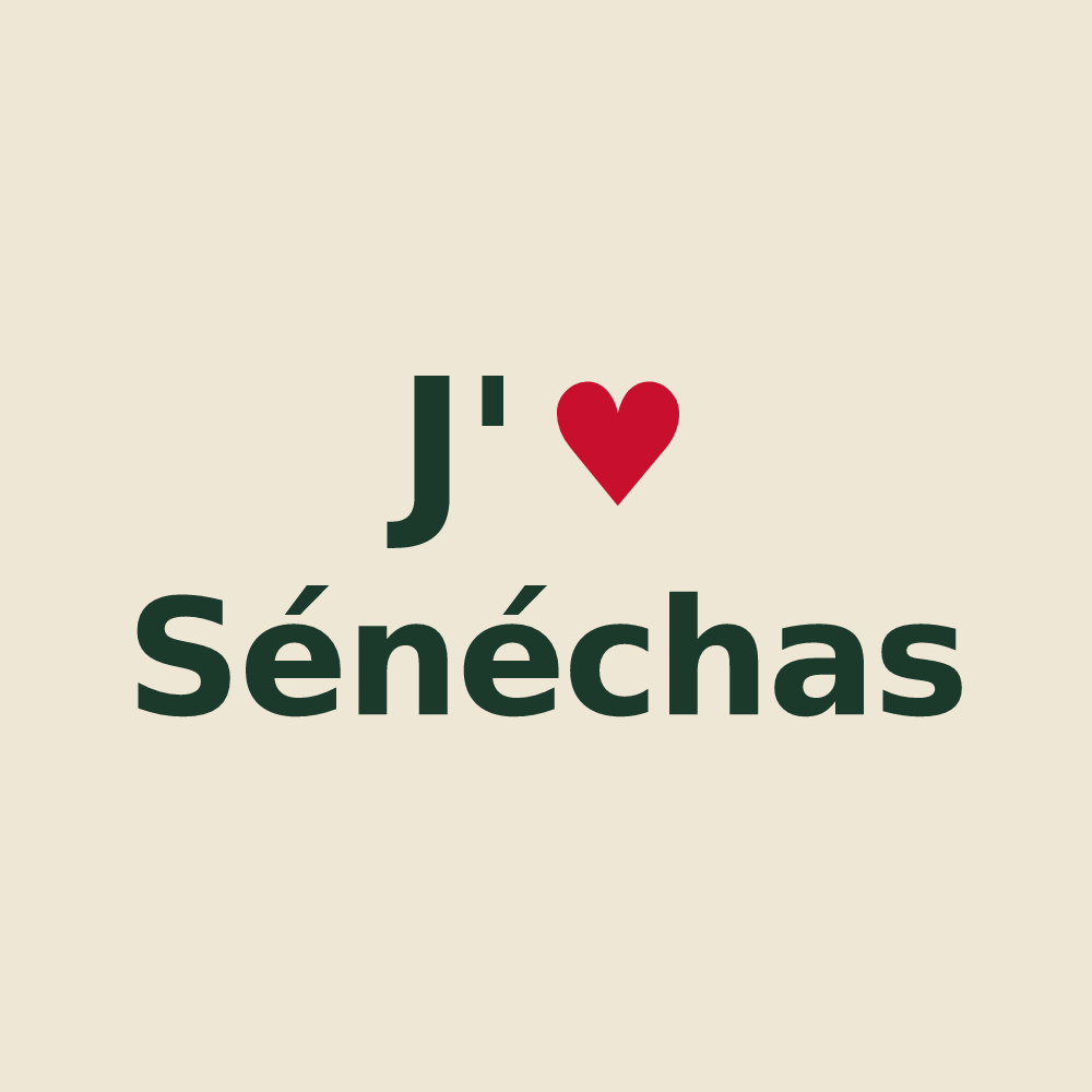 Tote bag personnalisé Sénéchas — design J'aime Sénéchas