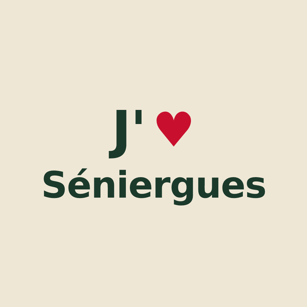 Tote bag personnalisé Séniergues — design « J'aime Séniergues » imprimé sur le tote bag
