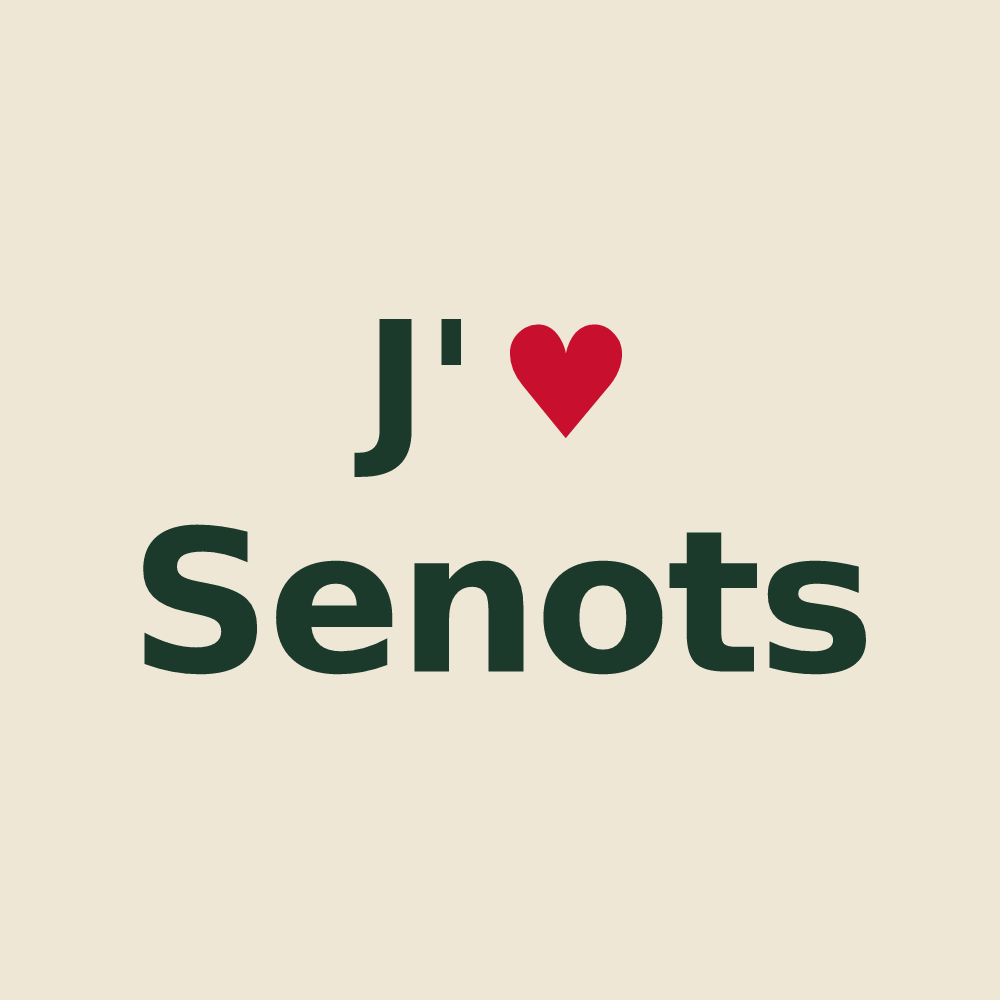 Tote bag personnalisé Senots — design « J'aime Senots » imprimé sur le tote bag