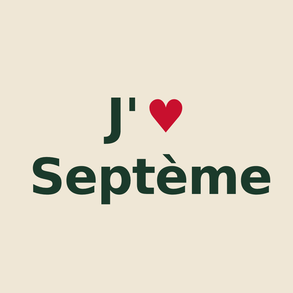 Tote bag personnalisé Septème — design J'aime Septème