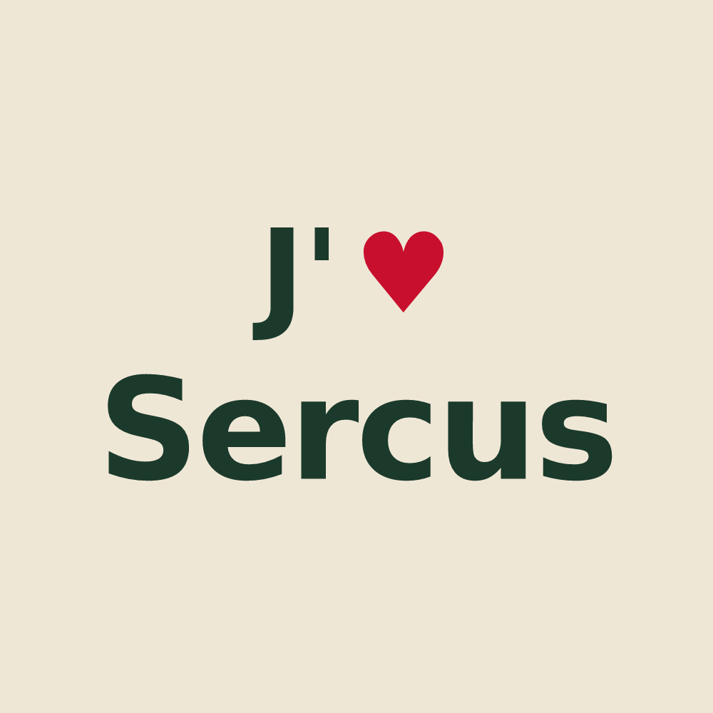 Tote bag personnalisé Sercus — design J'aime Sercus