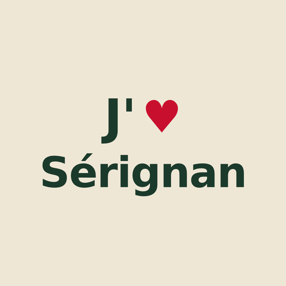 Tote bag personnalisé Sérignan — design « J'aime Sérignan » imprimé sur le tote bag