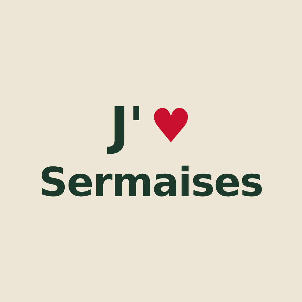 Tote bag personnalisé Sermaises — design J'aime Sermaises