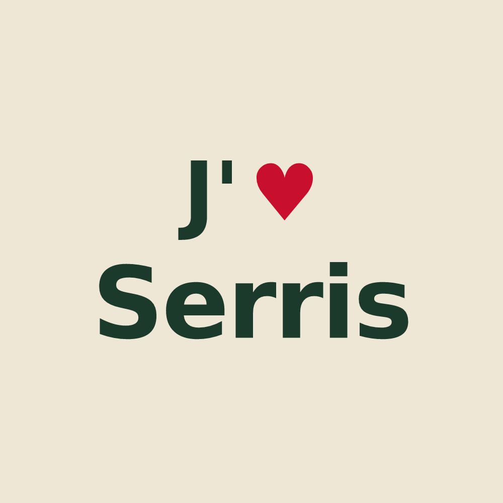 Tote bag personnalisé Serris — design « J'aime Serris » imprimé sur le tote bag