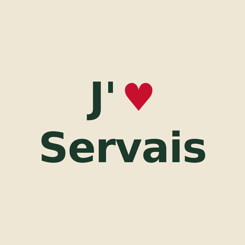Tote bag personnalisé Servais — design J'aime Servais