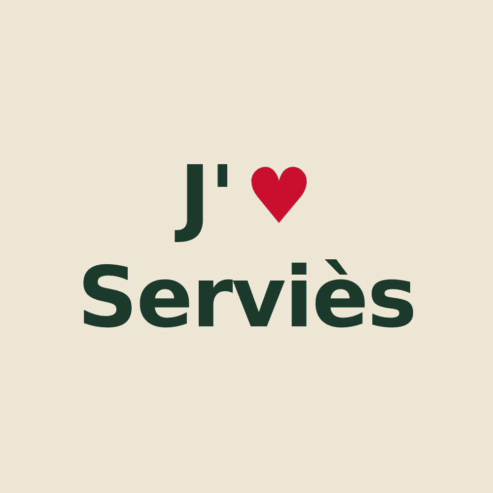 Tote bag personnalisé Serviès — design J'aime Serviès