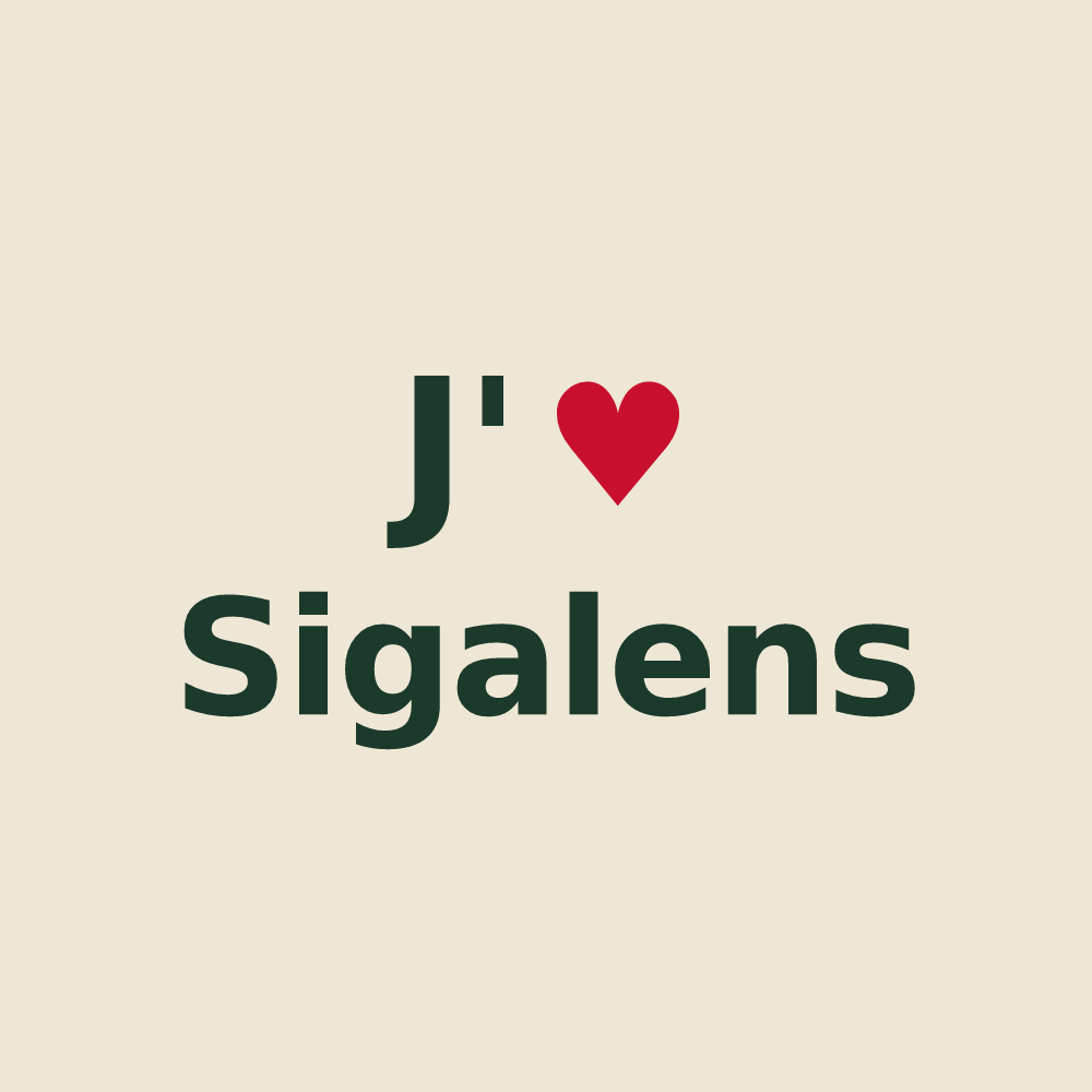 Tote bag personnalisé Sigalens — design J'aime Sigalens