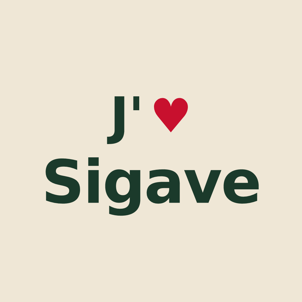 Tote bag personnalisé Sigave — design J'aime Sigave