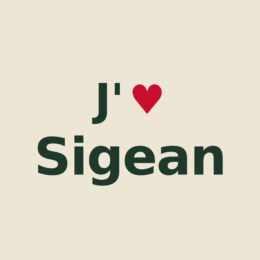 Tote bag personnalisé Sigean — design « J'aime Sigean » imprimé sur le tote bag