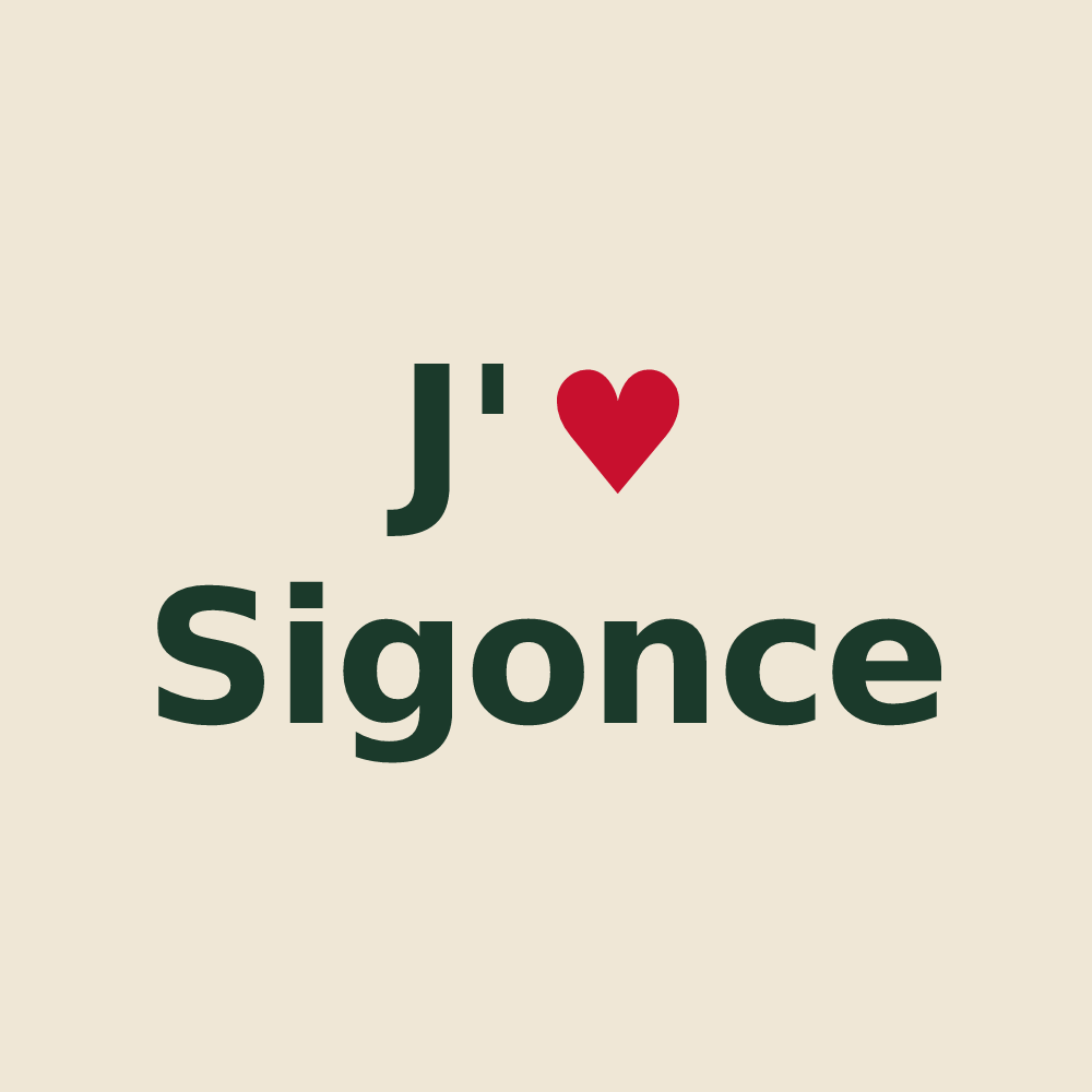 Tote bag personnalisé Sigonce — design J'aime Sigonce